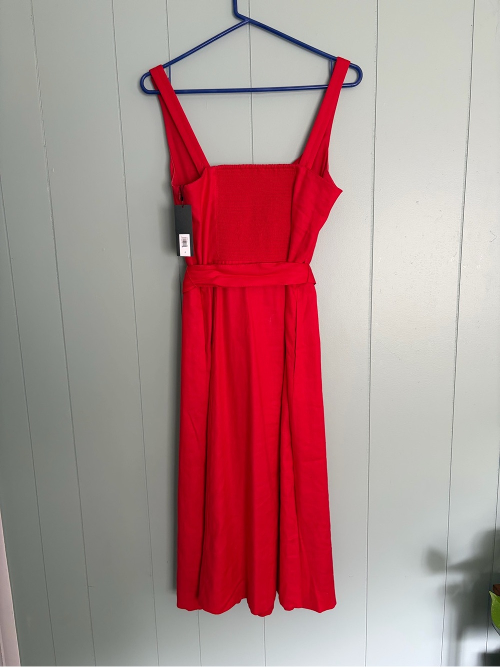 Banana Republic Red Square-Neck Tie-Waist Midi Dress - Picture 2 of 10